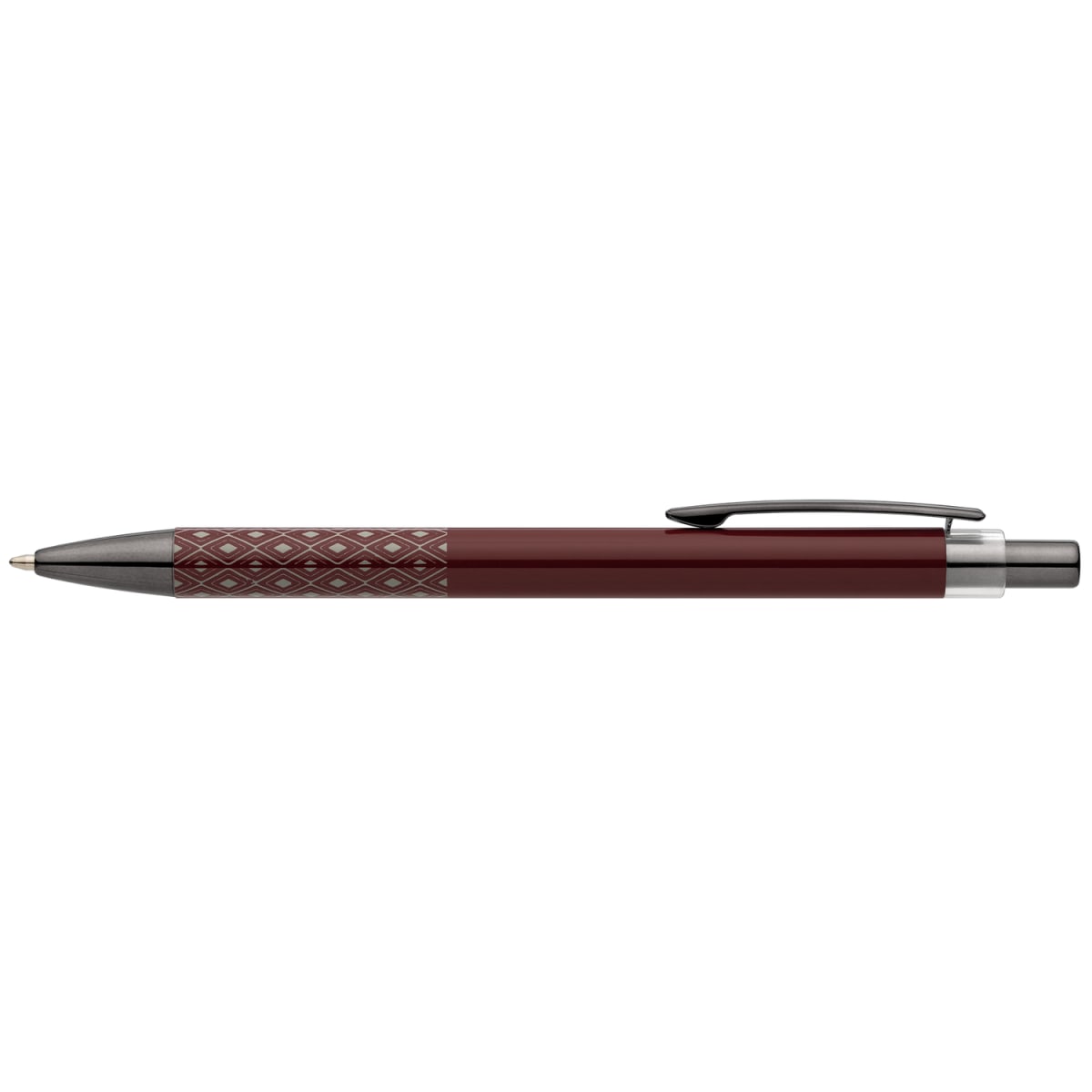 Branded Recycled Aluminium Click Pen with Gunmetal Accents in Burgundy