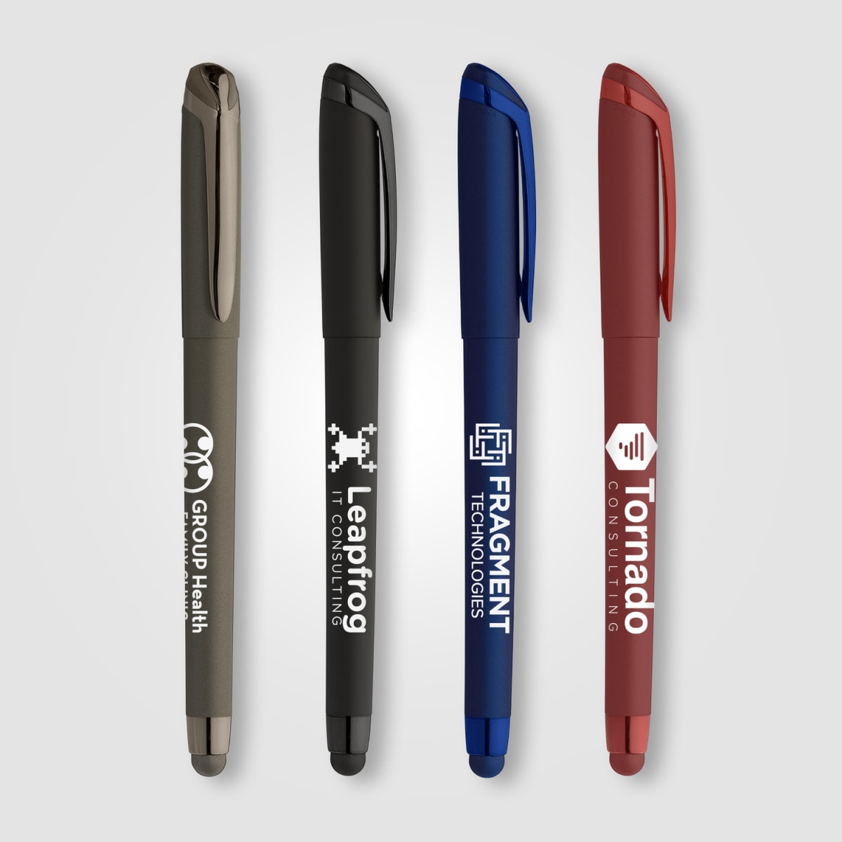 Branded Monochrome Gel Pen with Rubber Finish and Stylus