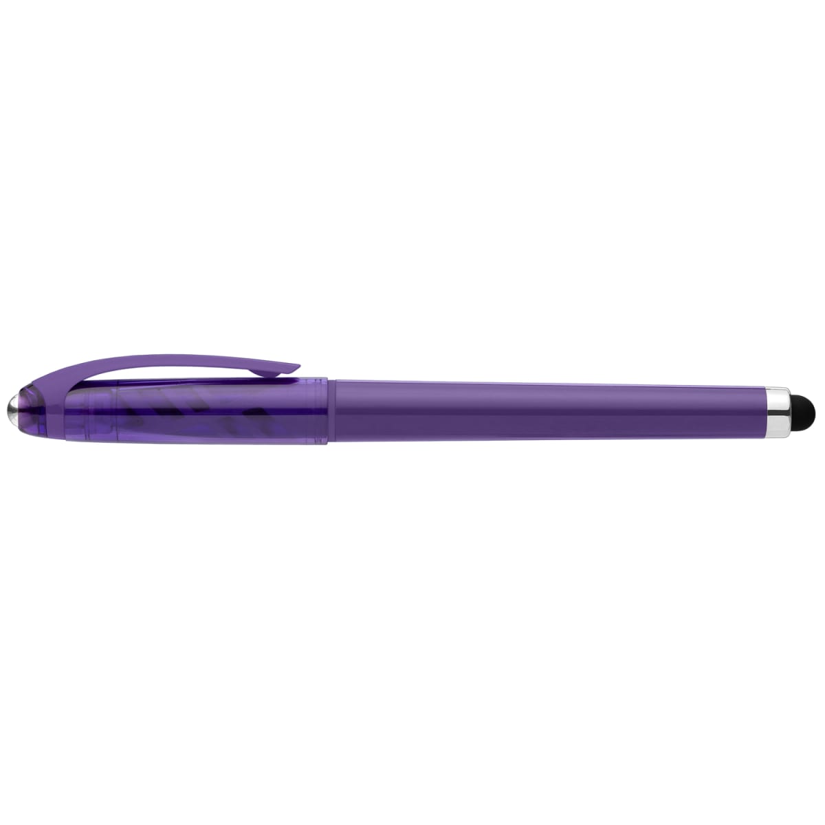 Branded Recycled Plastic Fidget Ball Stylus Gel Pen in Purple