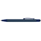 Branded Monochrome Soft-Touch Metal Pen with Stylus in Navy Blue