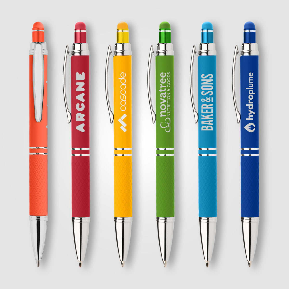 Branded Bright Soft Touch Stylus Gel Pen
