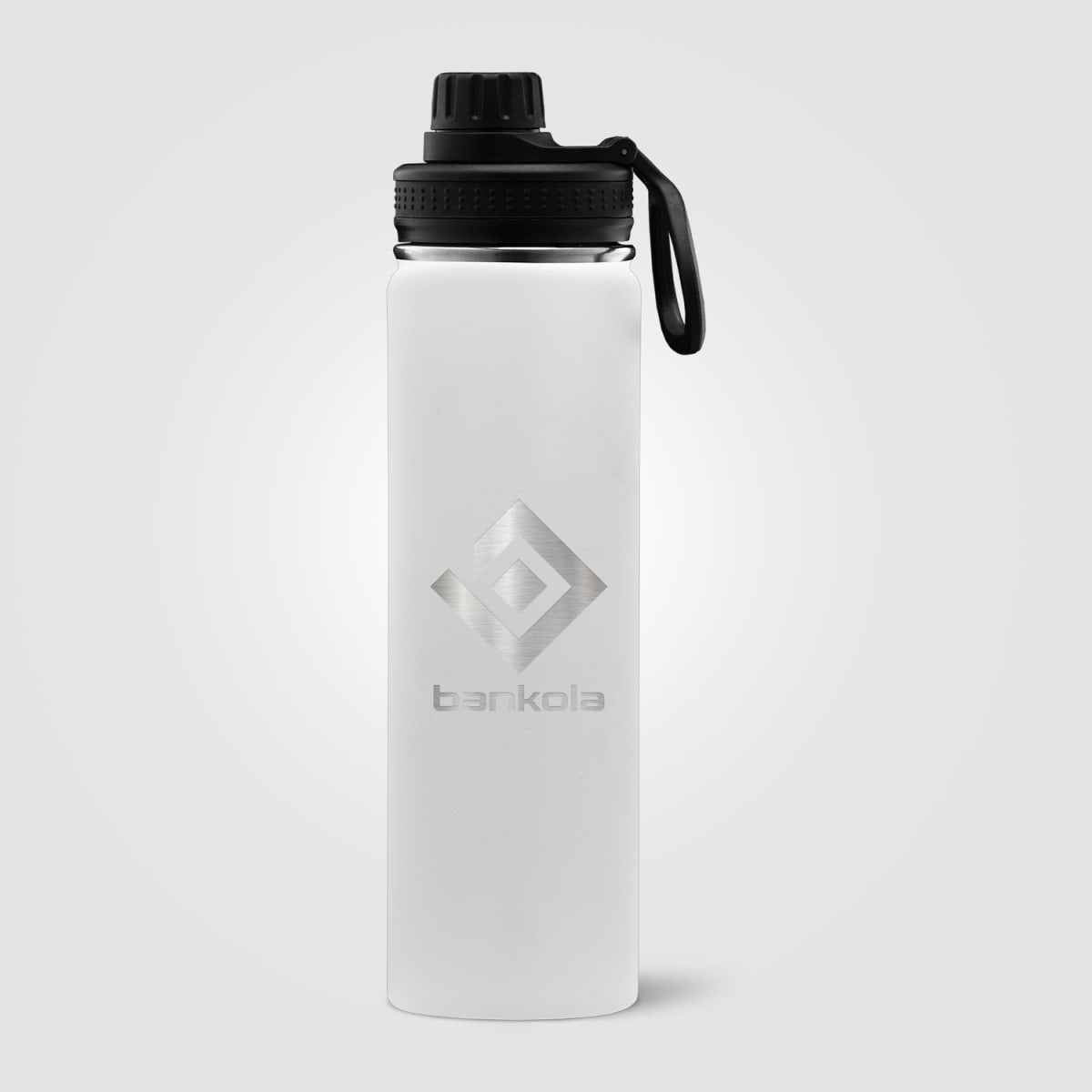 Branded Insulated Stainless Steel Bottle with Carry Handle 710ml in White