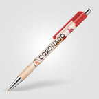 Branded Slimline Chrome Click Pen with Colour Clip in Red