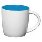 Branded 355ml Ceramic Mug with Matte Exterior, Colour Interior in Light Blue