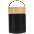 Branded 500 ml Recycled Steel Food Container with Bamboo Lid in Black