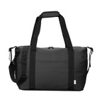 Branded Recycled PU Travel Duffel Bag with Trolley Strap in Black