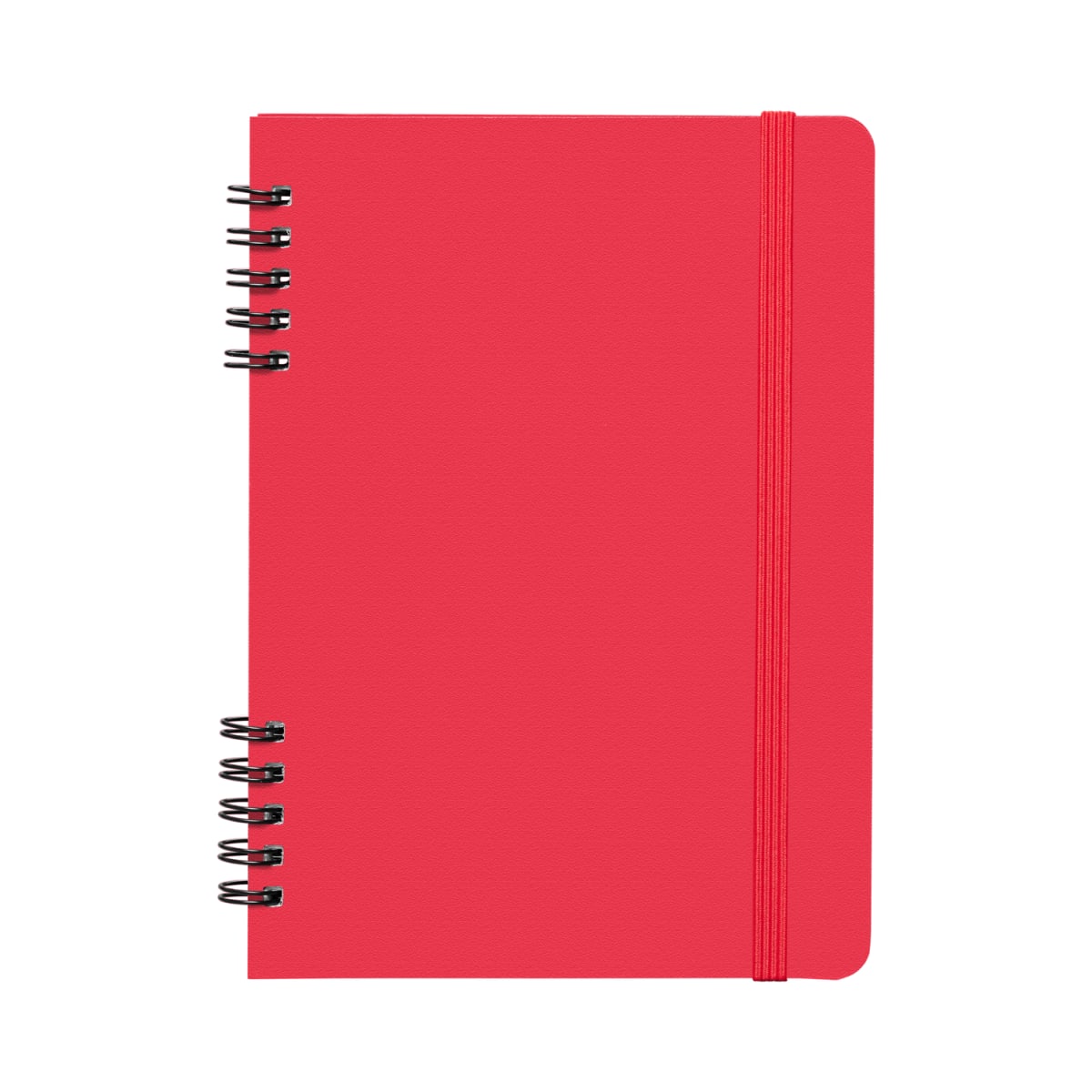 Branded A5 Spiral Notebook with Recycled Leather Cover in Red