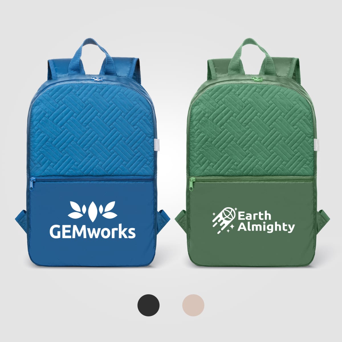 Branded Recycled Polyester Quilted Backpack