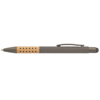 Branded Bamboo Grip Metal Pen with Stylus in Gunmetal