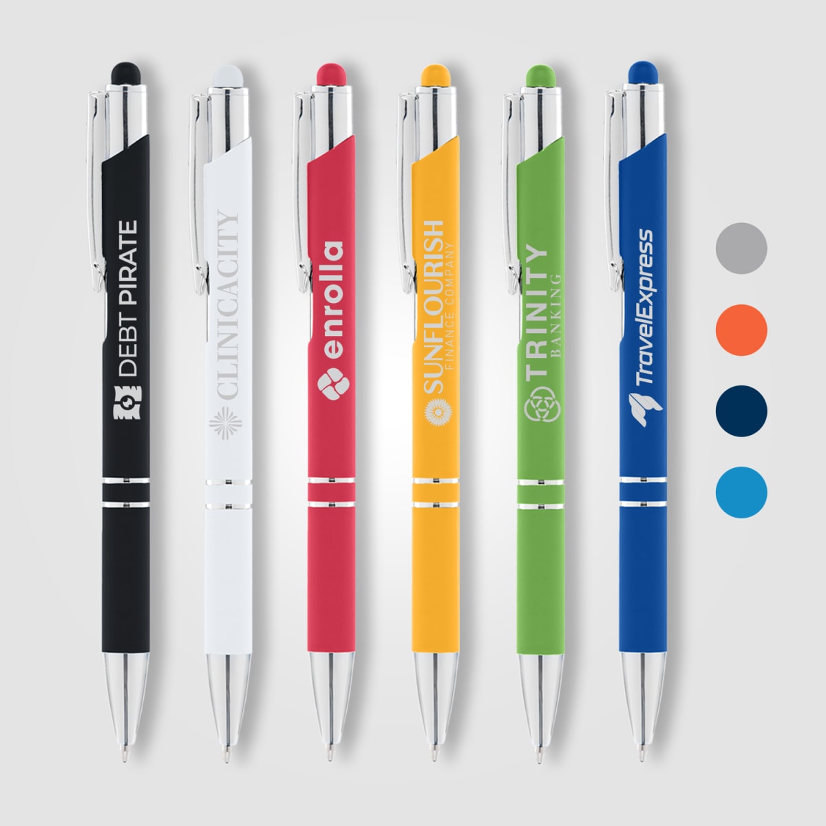 Branded Soft-Touch Metal Pen with Top Stylus