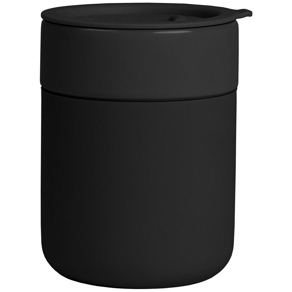 Branded 295 ml Matte Ceramic Mug with Silicone Sleeve and Lid in Black