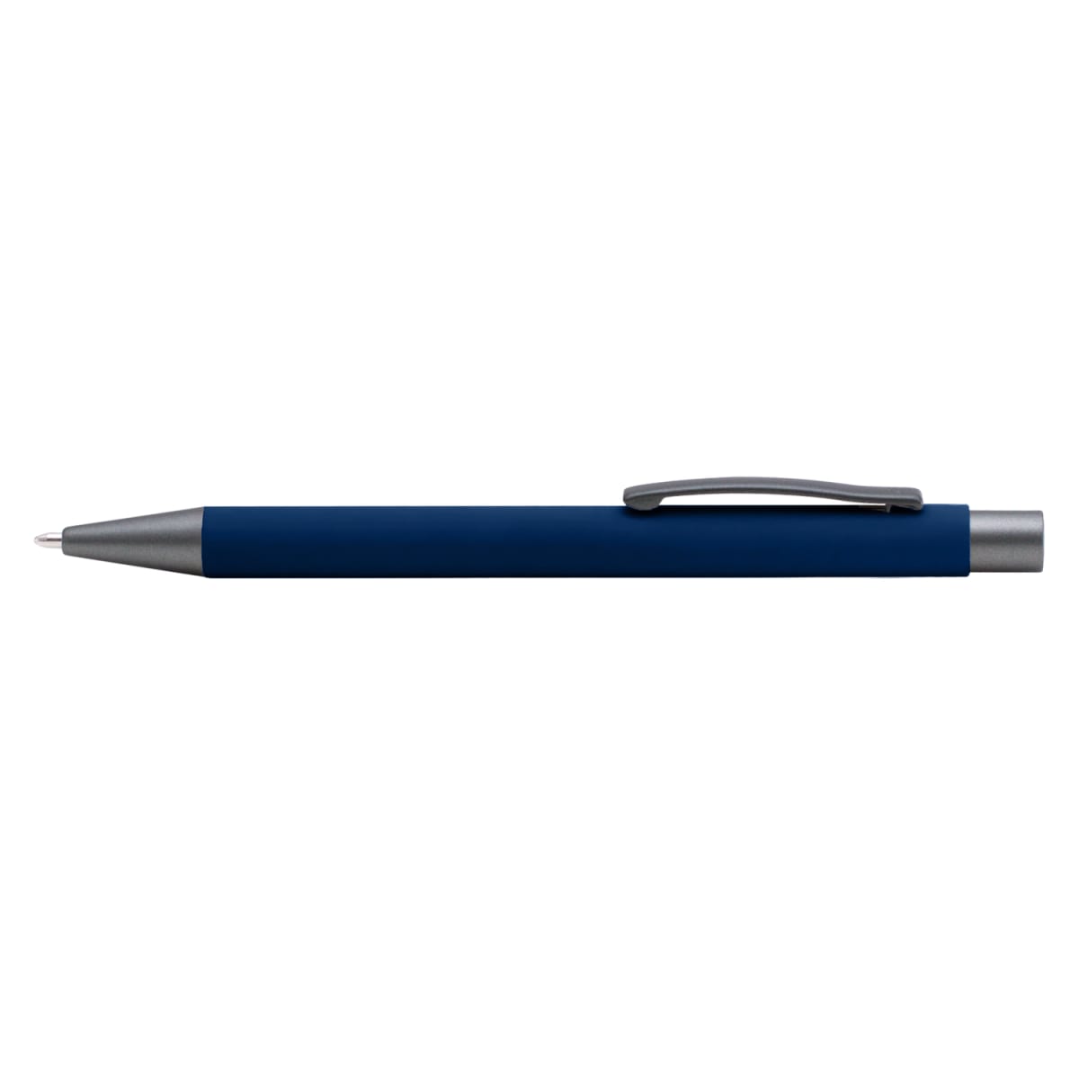 Branded Mirror-Finish Aluminium Soft-Touch Pen in Navy Blue