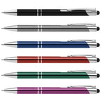 Branded Anodised Aluminium Pen with Top Stylus