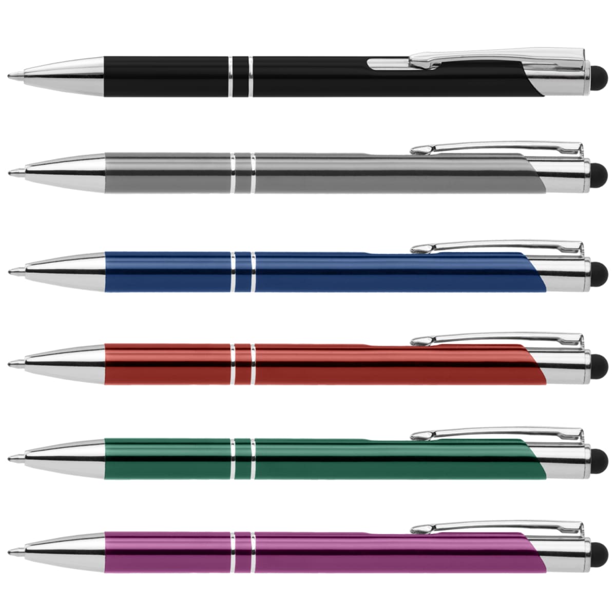 Branded Anodised Aluminium Pen with Top Stylus