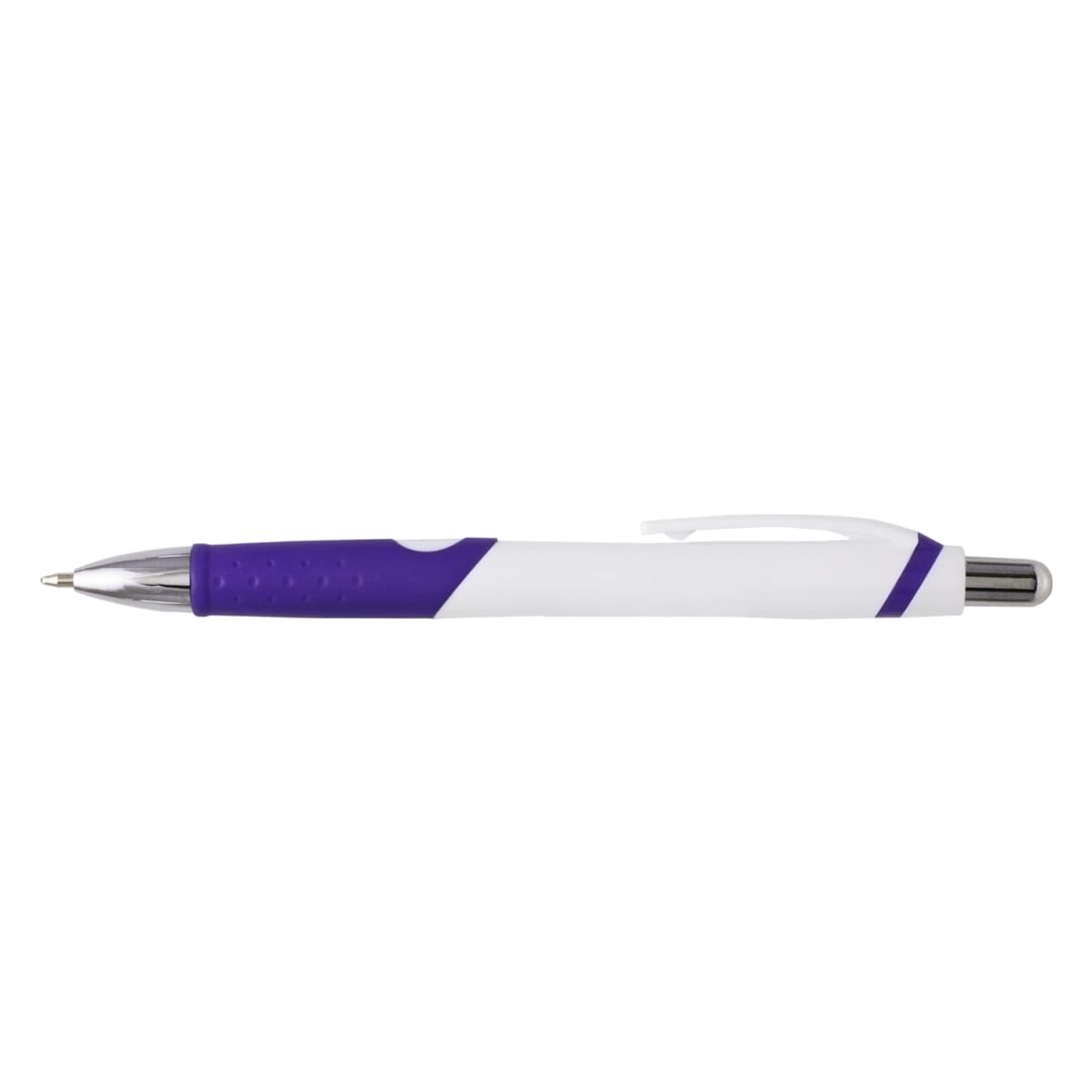 Branded Rubber Grip Retractable Pen with Chrome Nose
