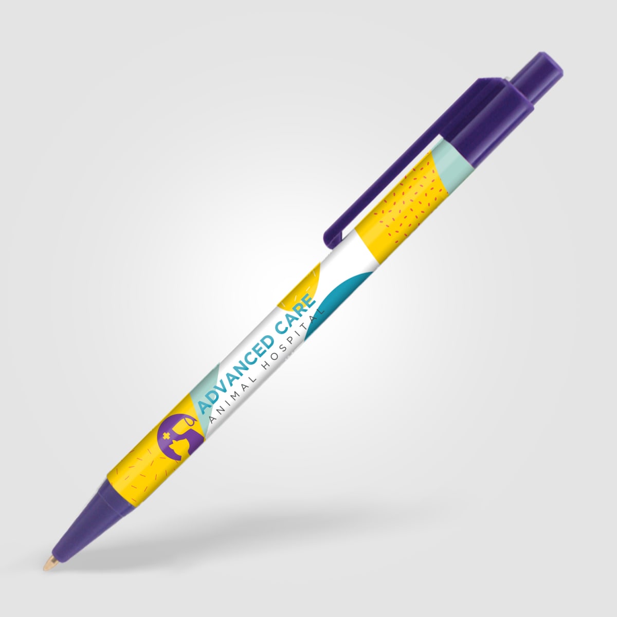 Branded Slimline Retractable Ballpoint Pen in Purple