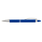 Branded Bright Soft-Touch Metal Click Pen with Stylus in Blue