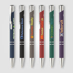 Branded Recycled Aluminium Soft-Touch Pen with Chrome Trim