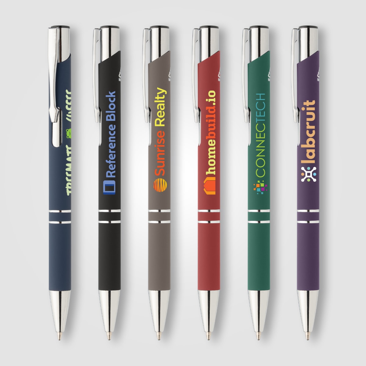 Branded Recycled Aluminium Soft-Touch Pen with Chrome Trim