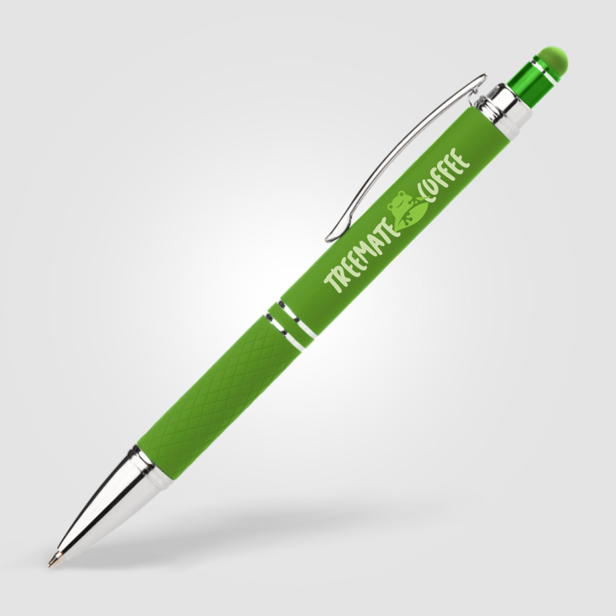 Branded Bright Soft-Touch Metal Click Pen with Stylus