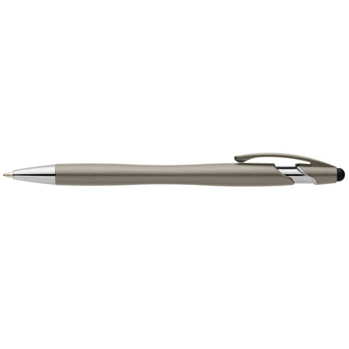 Branded Recycled Plastic Metallic Stylus Pen with Chrome Trim in Gunmetal