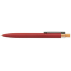 Branded Recycled Aluminium Pen with Bamboo Plunger in Red