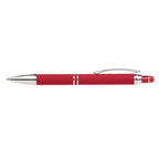 Branded Bright Soft-Touch Metal Click Pen with Stylus in Red