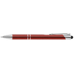 Branded Anodised Aluminium Pen with Top Stylus in Burgundy