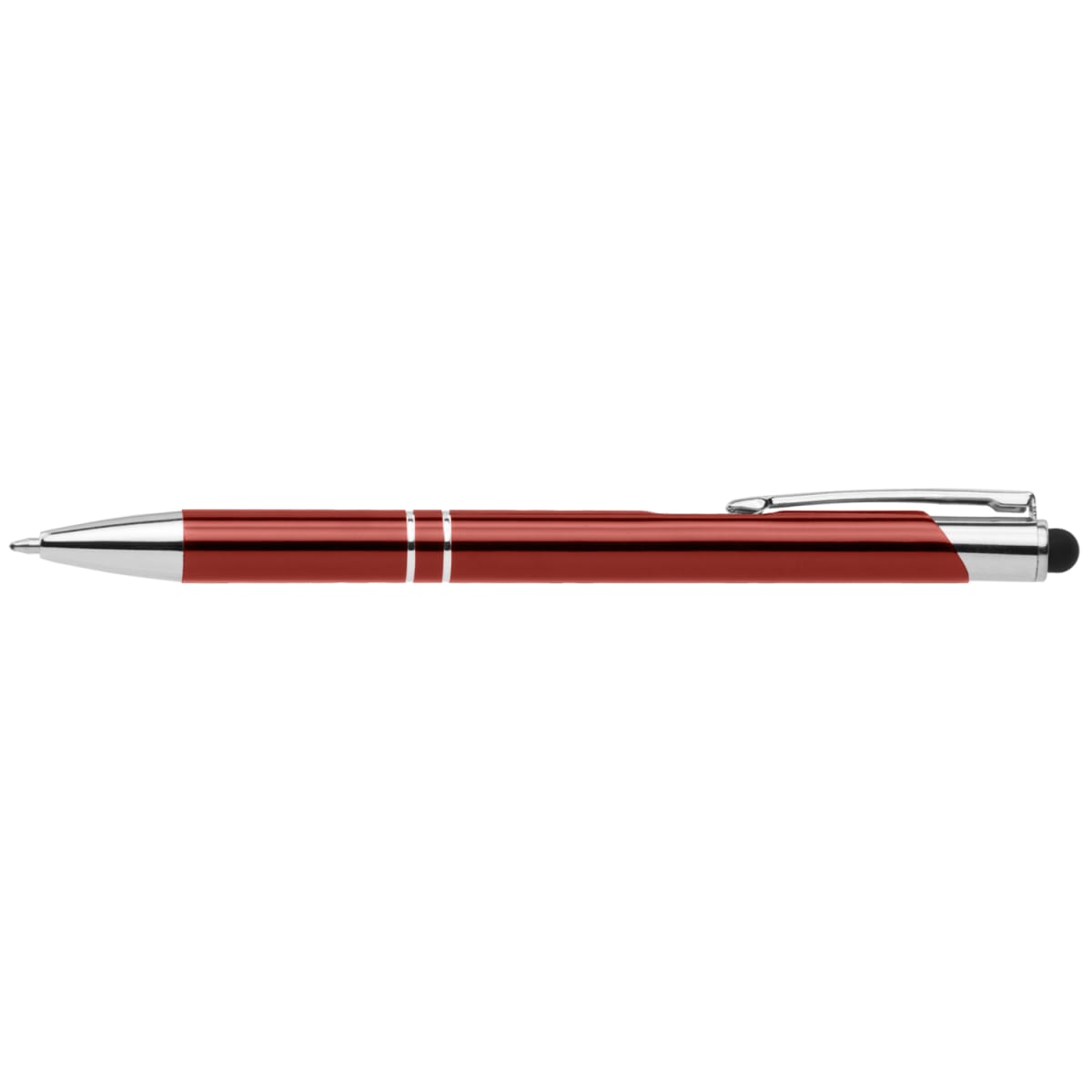 Branded Anodised Aluminium Pen with Top Stylus in Burgundy