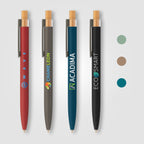 Branded Recycled Aluminium Pen with Bamboo Plunger