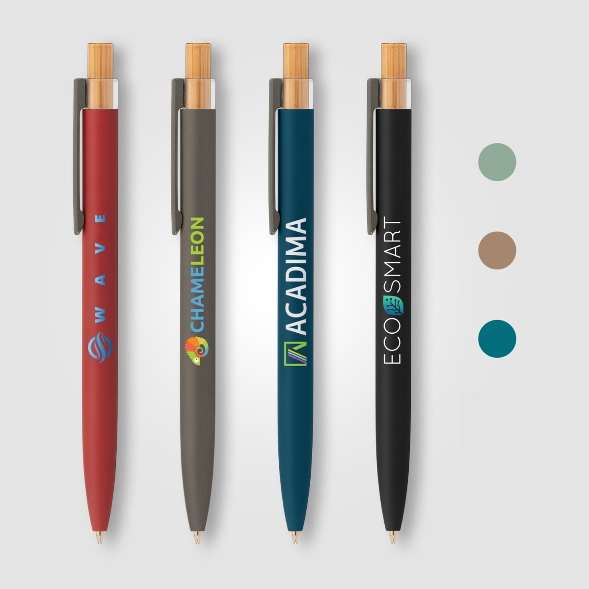 Branded Recycled Aluminium Pen with Bamboo Plunger