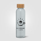 Branded Glass Water Bottle with Bamboo Lid - 500ml