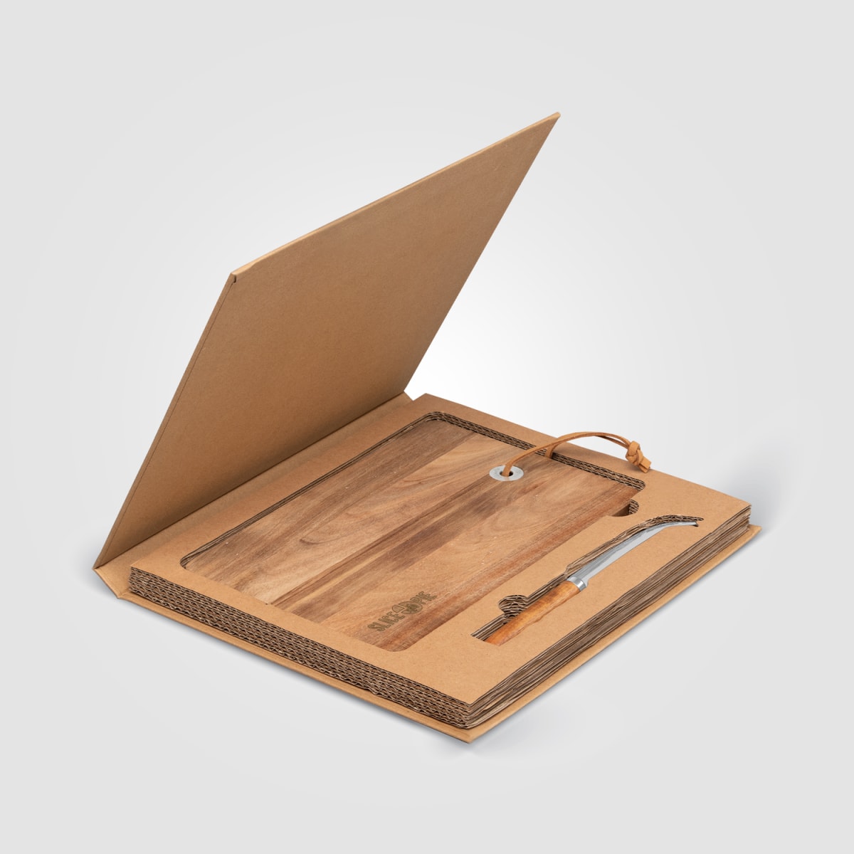 Branded FSC Acacia Wood Cheese Board and Knife Set