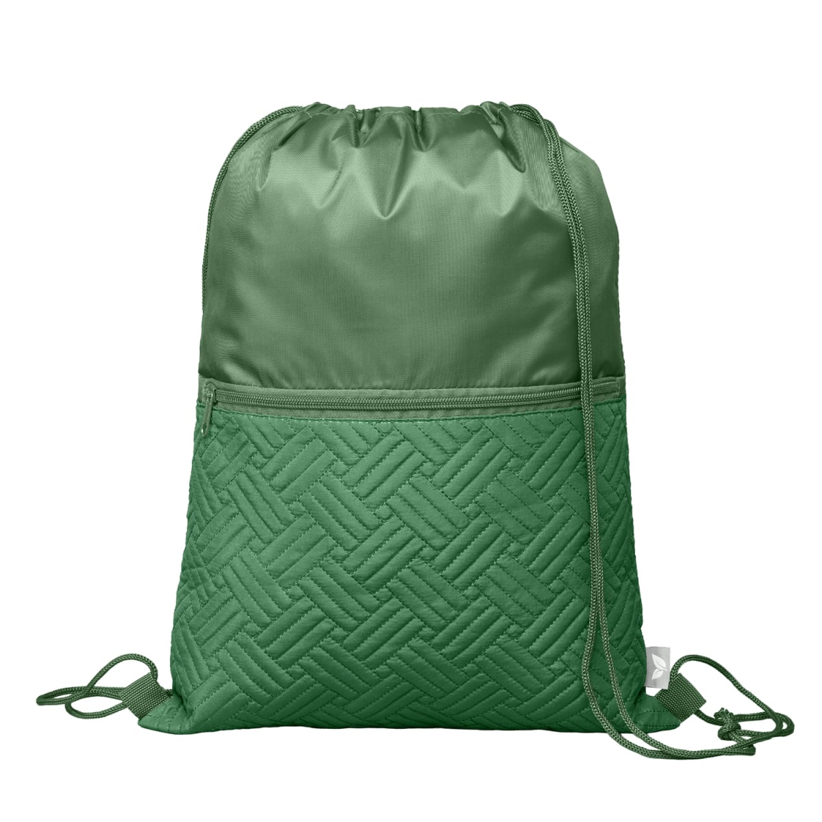 Branded Recycled Quilted Drawstring Bag 6L in Forest Green