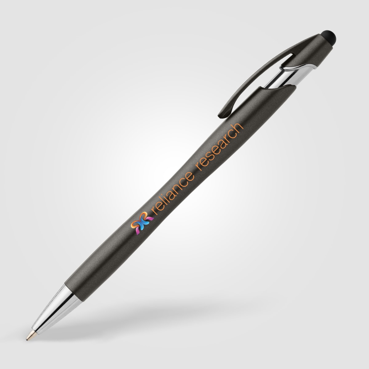 Branded Recycled Plastic Metallic Stylus Pen with Chrome Trim