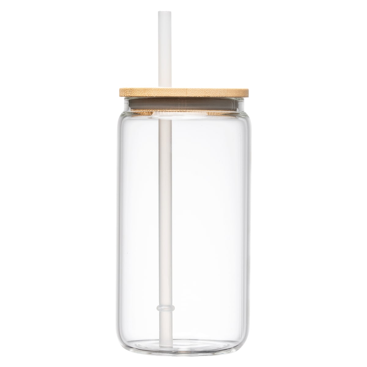 Branded 540 ml Glass Tumbler with Bamboo Lid and Straw