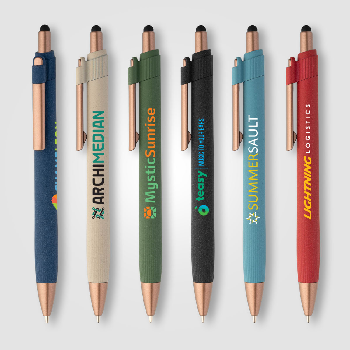 Branded Recycled Plastic Stylus Pen with Bronze Trim