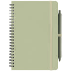 Branded A5 Repreve Recycled Spiral Notebook with Pen in Sage