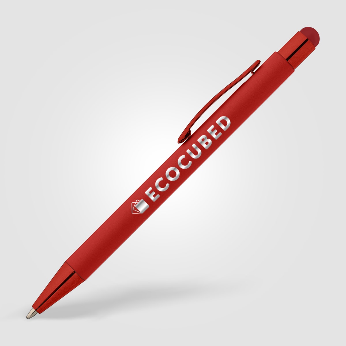 Branded Monochrome Soft-Touch Metal Pen with Stylus