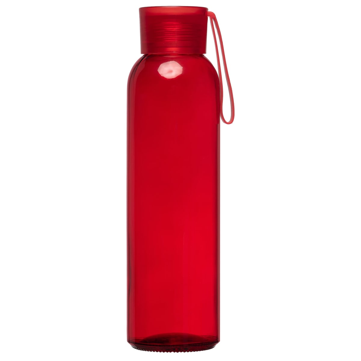 Branded Painted Glass Bottle with Silicone Strap in Red