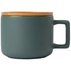 Branded 355 ml Ceramic Mug with Bamboo Lid in Green