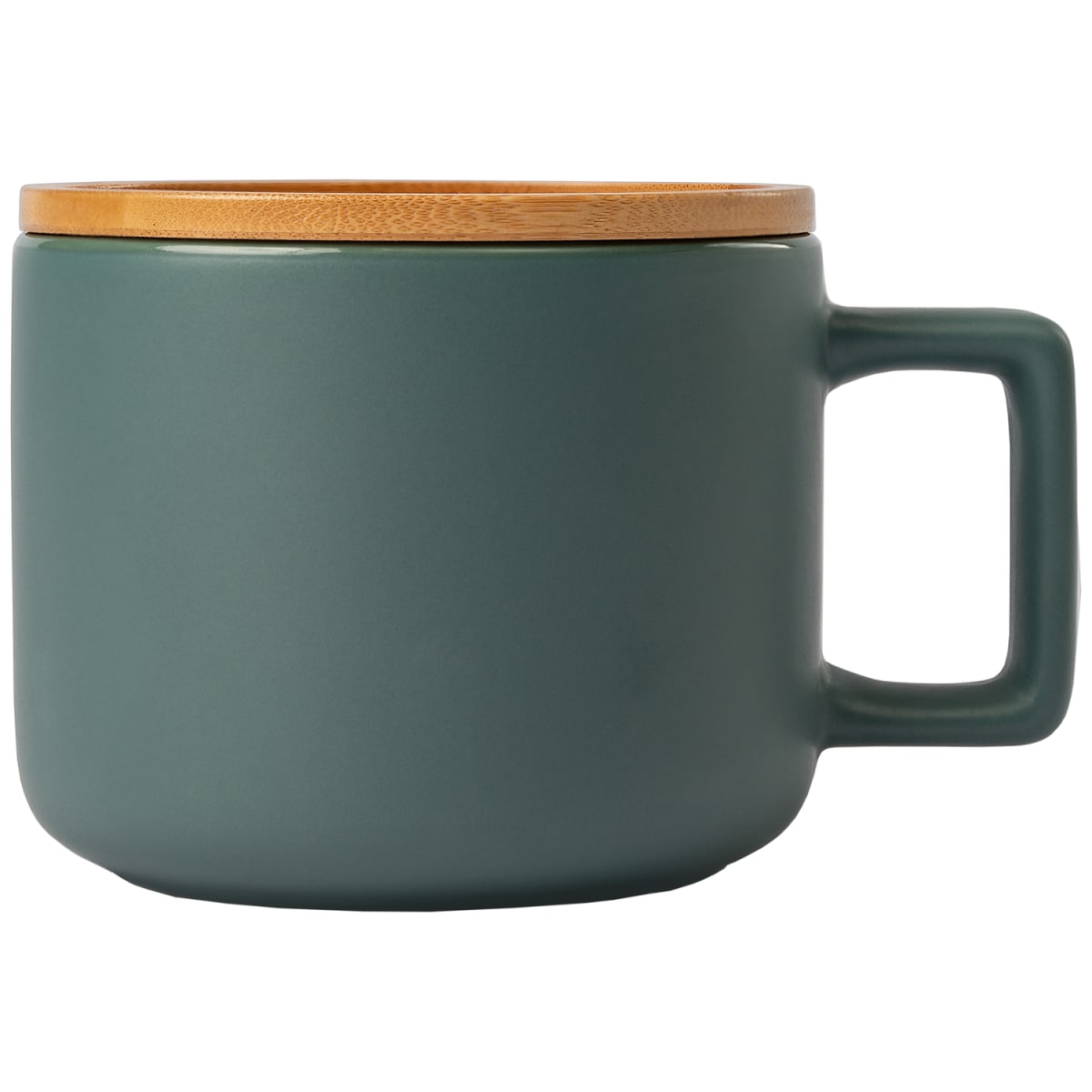 Branded 355 ml Ceramic Mug with Bamboo Lid in Green