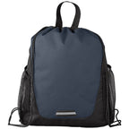 Branded Recycled Pocketed Drawstring Bag in Navy Blue