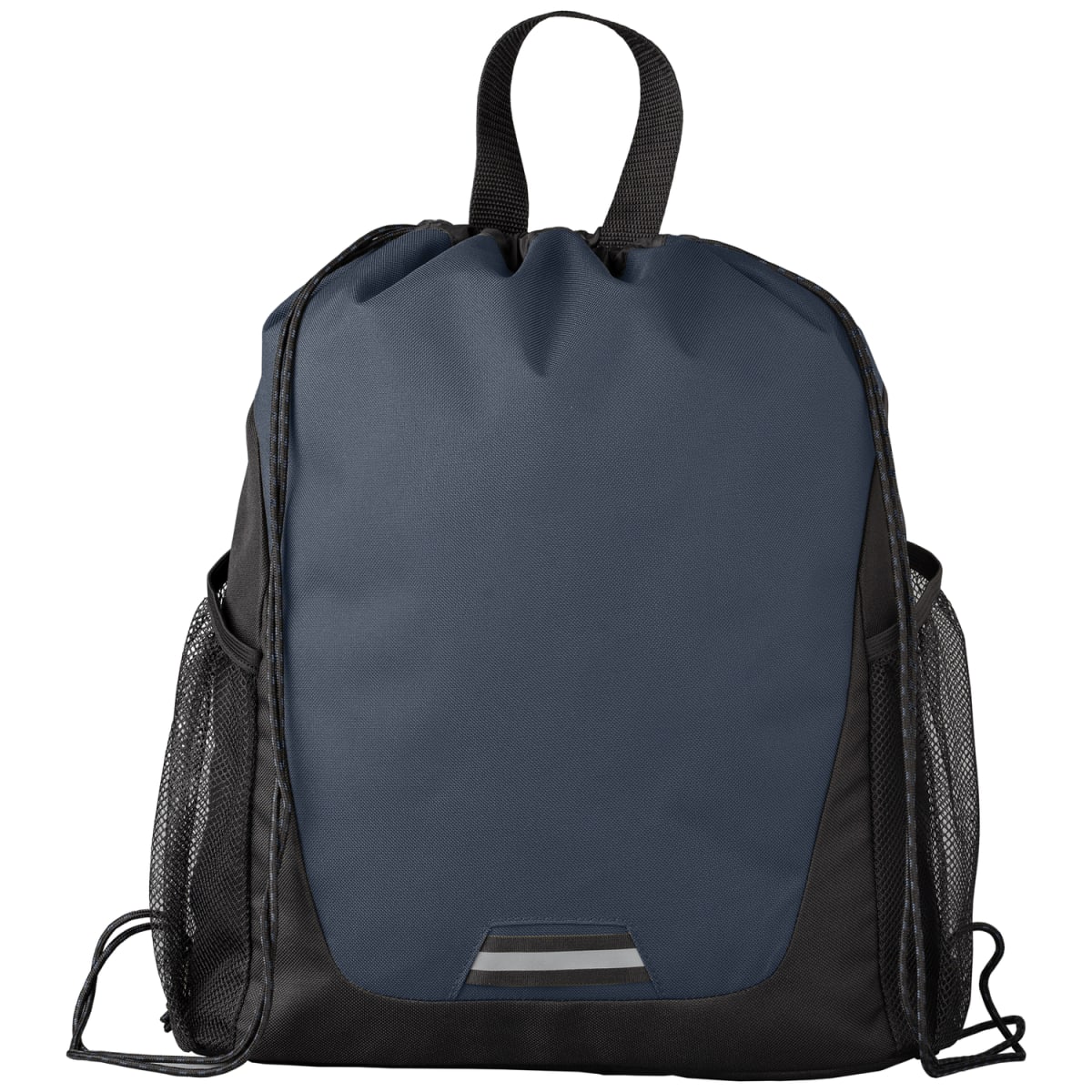 Branded Recycled Pocketed Drawstring Bag in Navy Blue