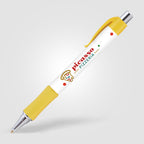 Branded Wide Body Retractable Pen with Chrome Accents in Yellow