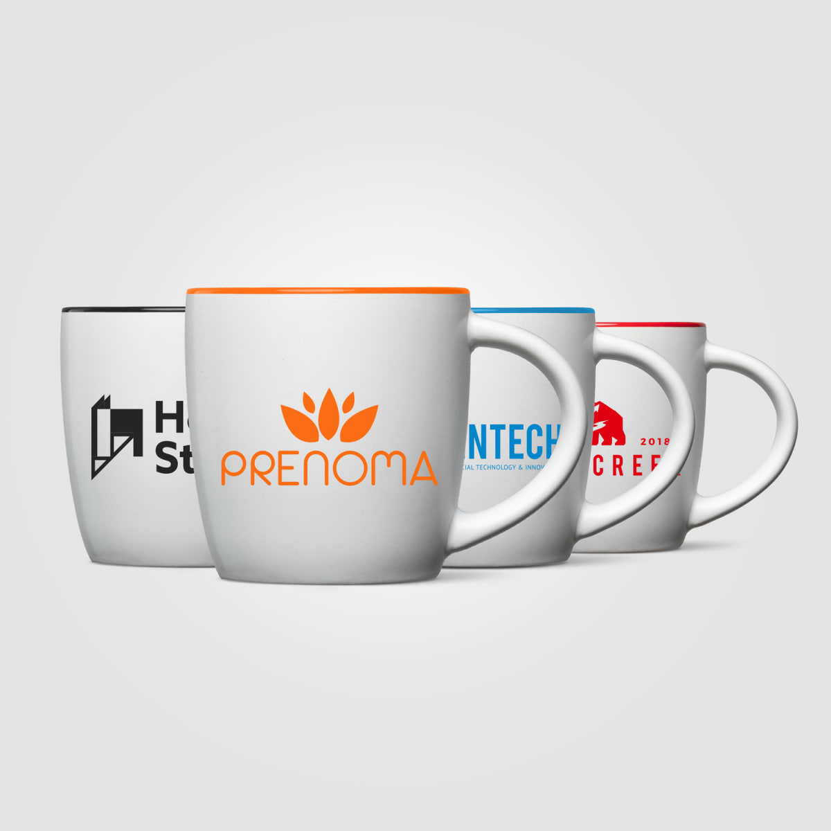 Branded 355ml Ceramic Mug with Matte Exterior, Colour Interior