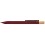 Branded Recycled Aluminium Twist Pen with Bamboo Top in Burgundy