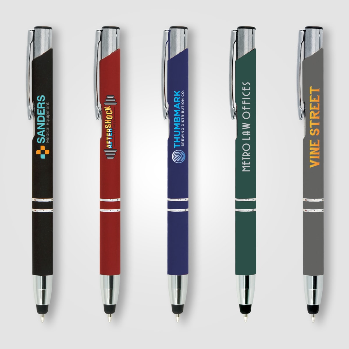 Branded Soft-Touch Metal Pen with Bottom Stylus