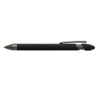 Branded Gunmetal Trim Metal Stylus Pen with Soft Touch Barrel in Black
