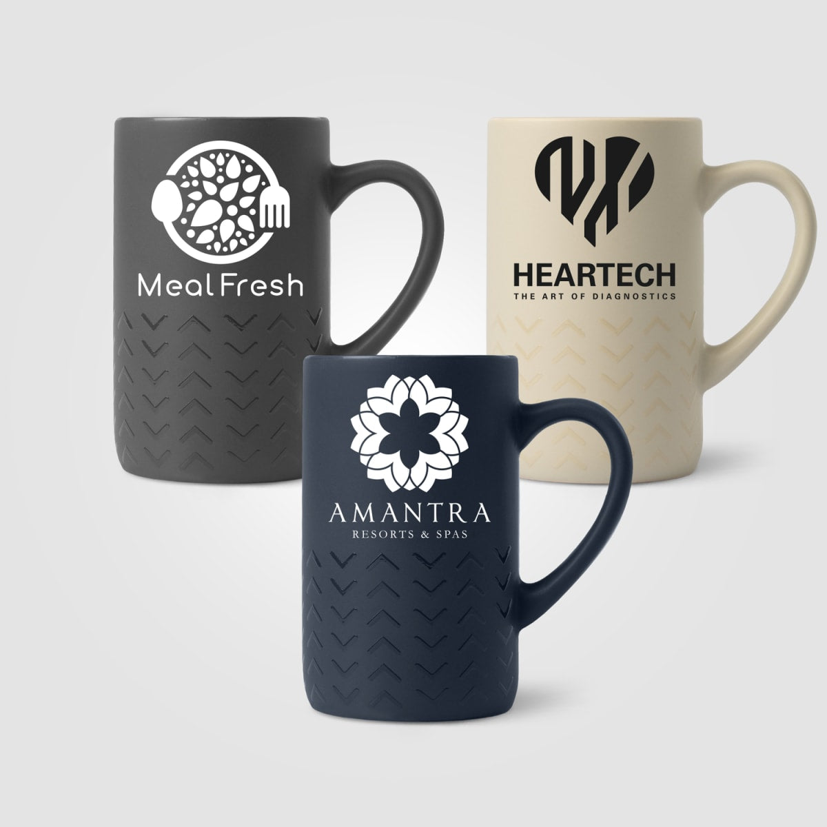 Branded Matte Ceramic Mug with Chevron Base 355 ml